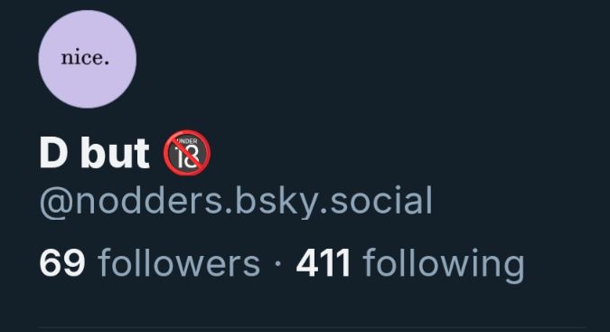 Screencap of my profile showing I have 69 followers.

nice.