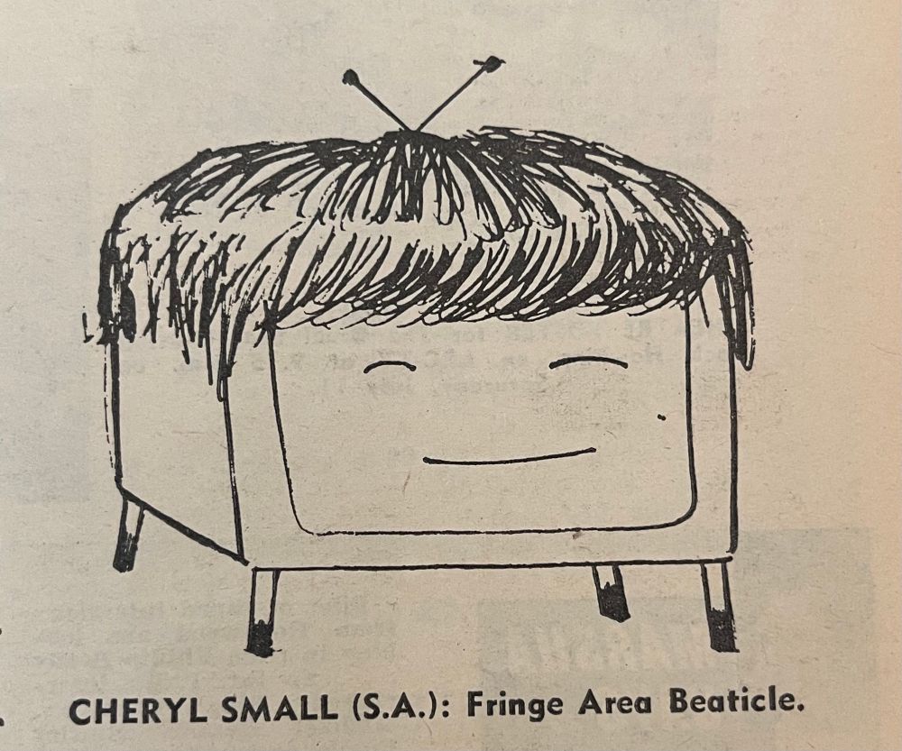 An entry in the TV Times ‘Draw a Beaticle’ competition showing a smiling television set with Beatle hair. 