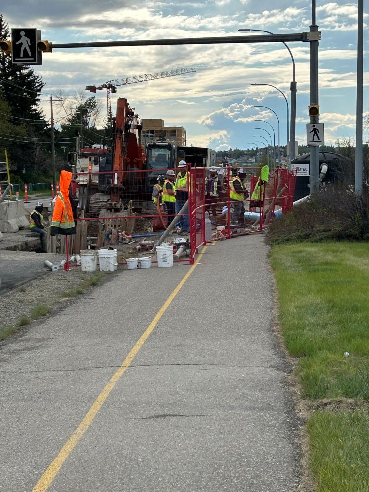 Bike pathway closed by construction 