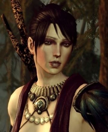 Morrigan's original appearance in DAO. I can't help but look back on this and balk at the old graphics, but at the time I was *enamoured*.