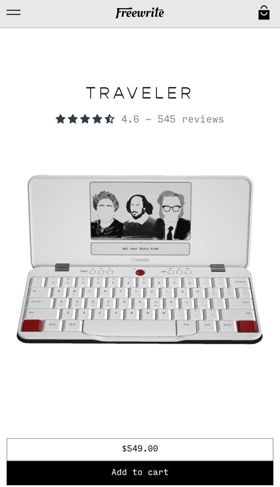 Screenshot of freewrite traveler page 
$549