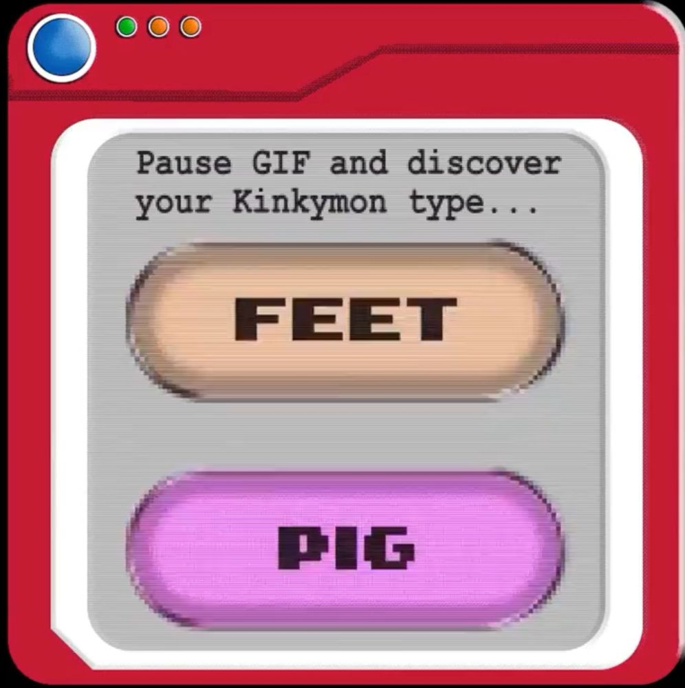pokemon types FEET and PIG are shown on a kinky pokedex