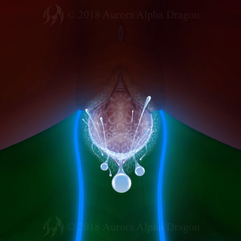 Up close shot from underneath showing the mating action of Kyro plowing Aurora and thrusting his malehood into her as he orgasms and ropes of his seed spill out.