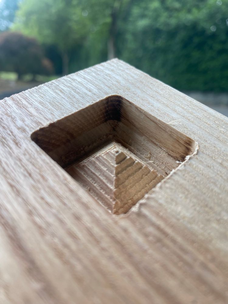 A CNC pyramid in wood