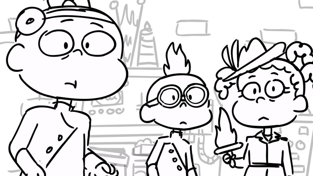 a c/u panel of storyboard from the Rugrats episode The Lambster