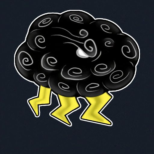 A thunder cloud with an angry eye