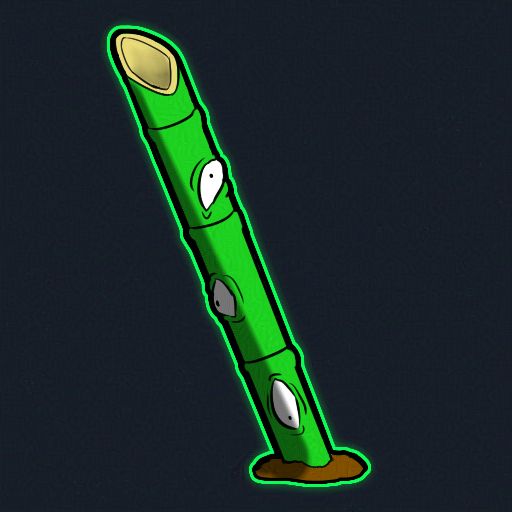 A cut rod of bamboo with various eyes growing on its surface