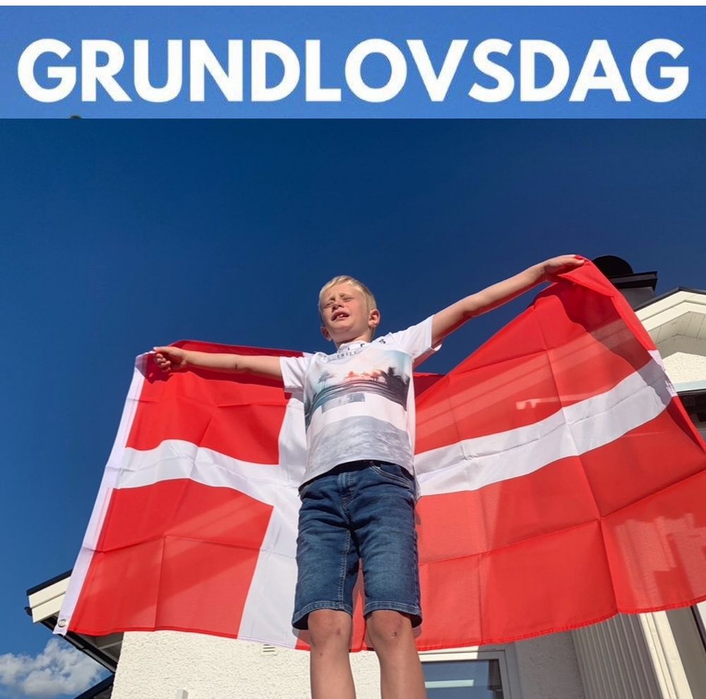 Pojke som håller den danska flaggan 