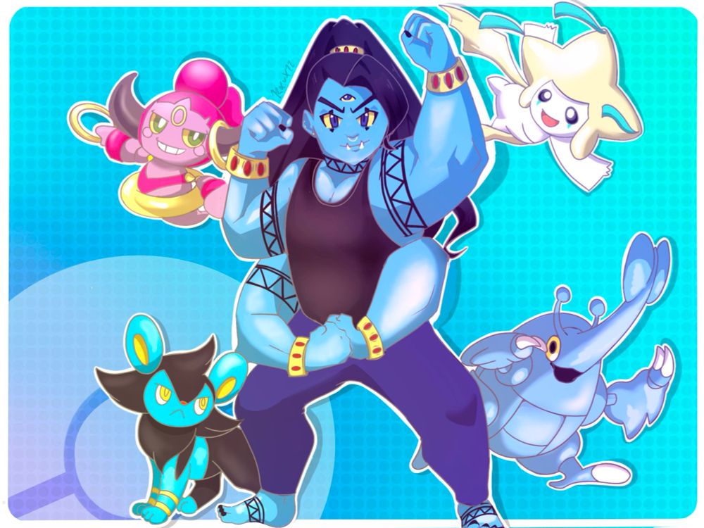 Pecunia with his pokemon team 