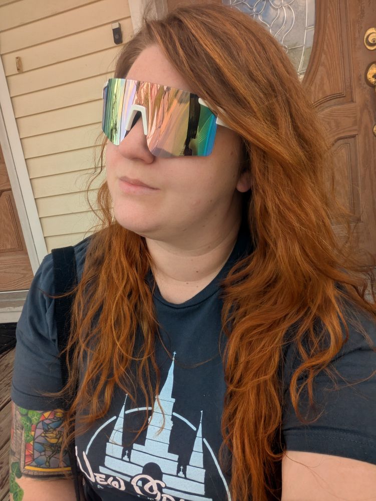 Selfie of Shelby in rainbow tint sunglasses