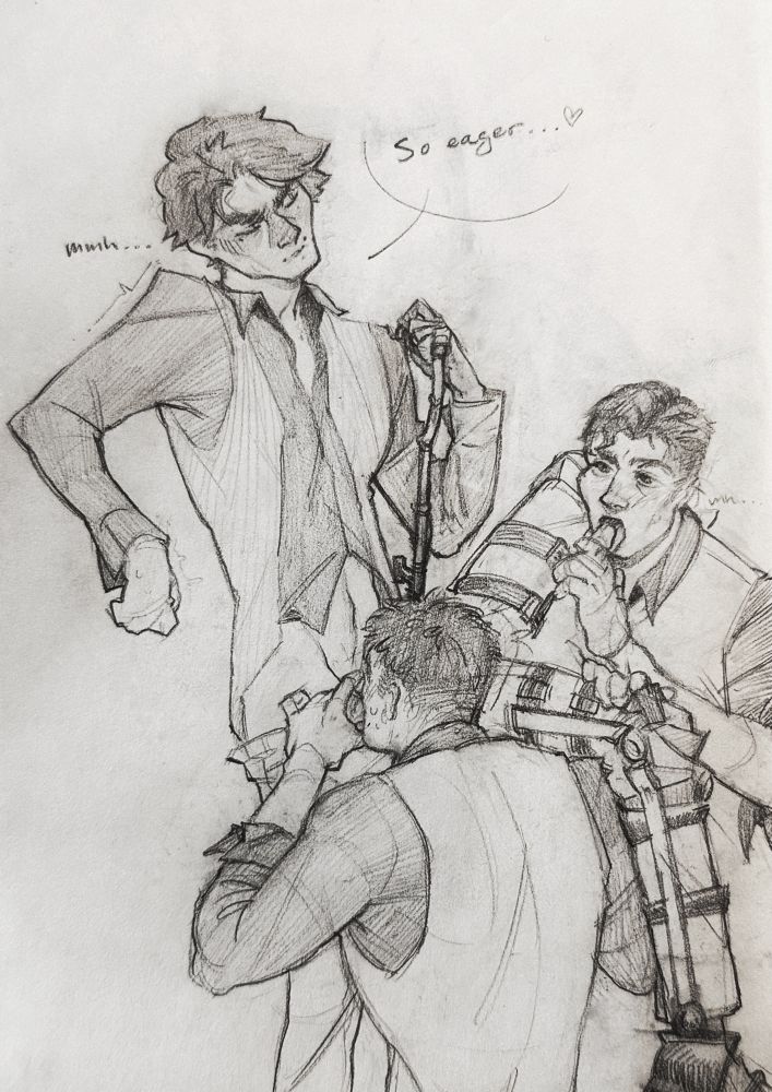 Graphite sketch of Jayce and Viktor from Arcane.