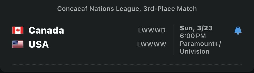 Canada-USA concacaf Nations league 3rd place match