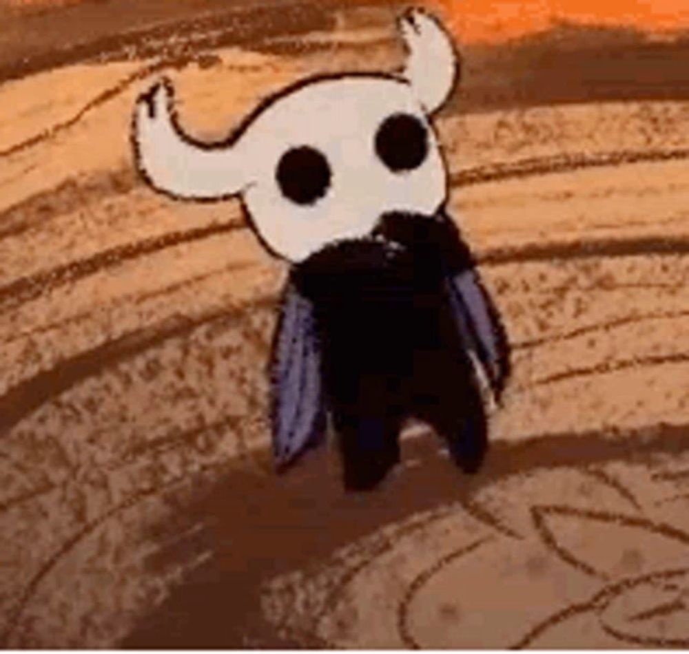 a drawing of a knight from hollow knight standing in a circle on a table .