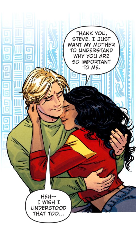 Steve Trevor and Wonder Woman hugging 