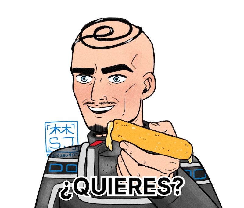 Friar Errol from Date Everything holding out a mozzarella stick with the caption “¿Quieres?”