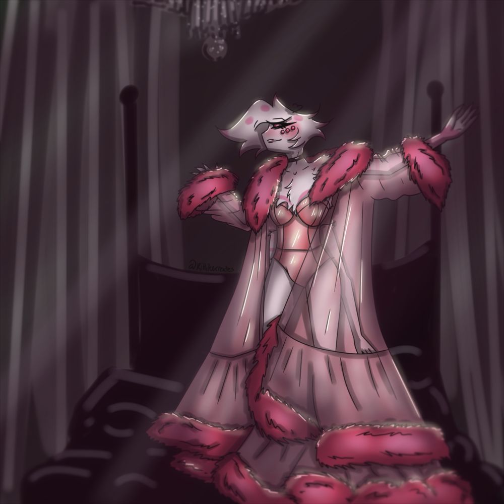Fan art of Angel Dust from Hazbin Hotel