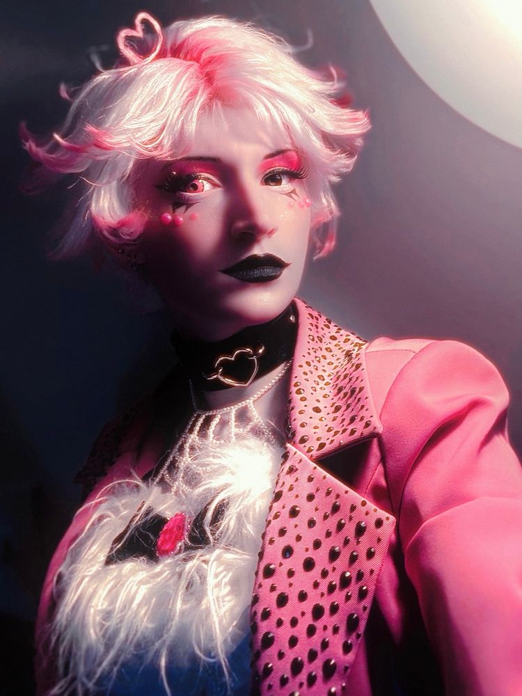 Cosplay of Angel Dust from Hazbin Hotel