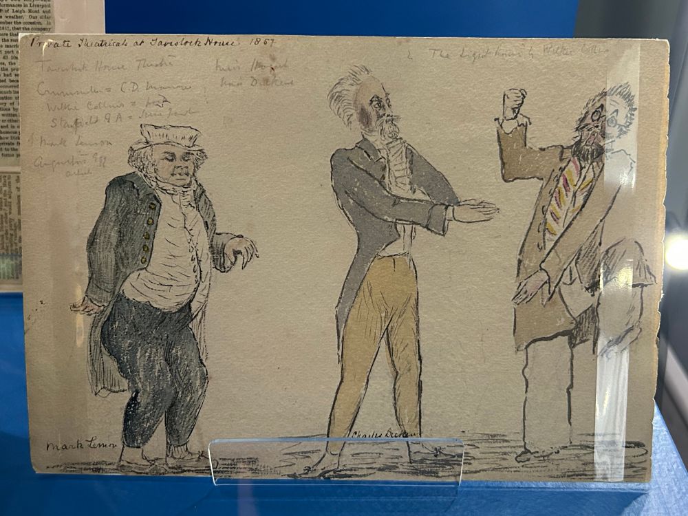 Sketch of Dickens, Mark Lemon and Wilkie Collins rehearsing Mr Nightingale’s Profession