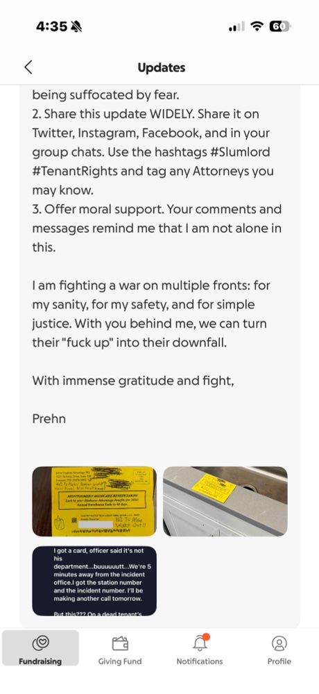 I am fighting a war on multiple fronts: for my sanity, for my safety, and for simple justice. With you behind me, we can turn their "fuck up" into their downfall.
With immense gratitude and fight,
Prehn