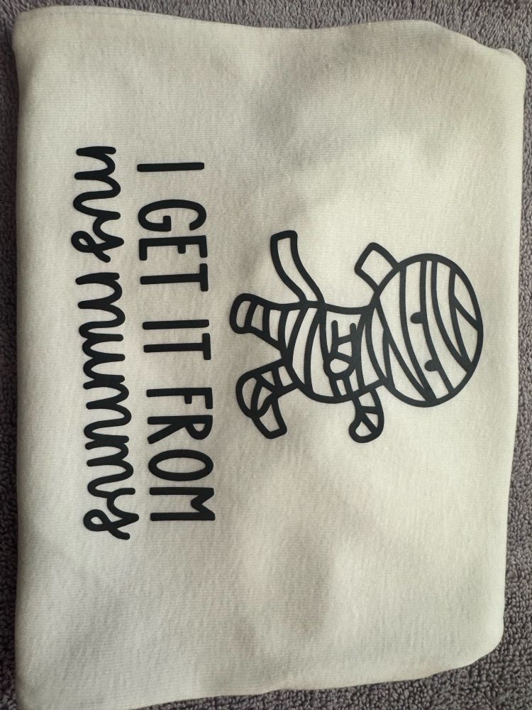 baby onesie “i get it from my mummy” halloween designs