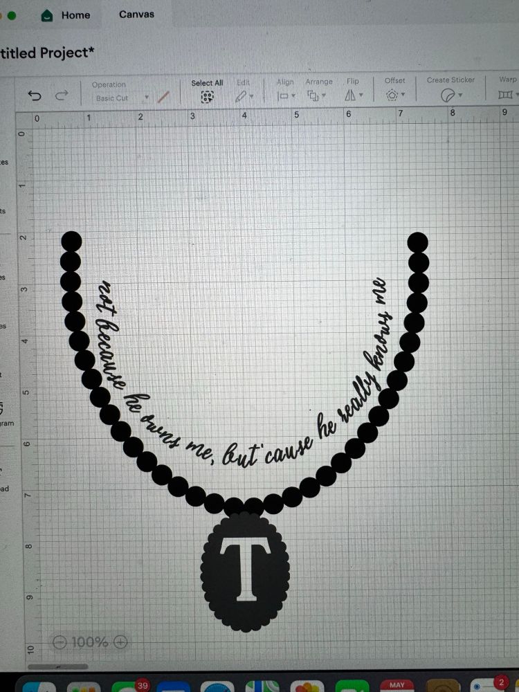 necklace with a t