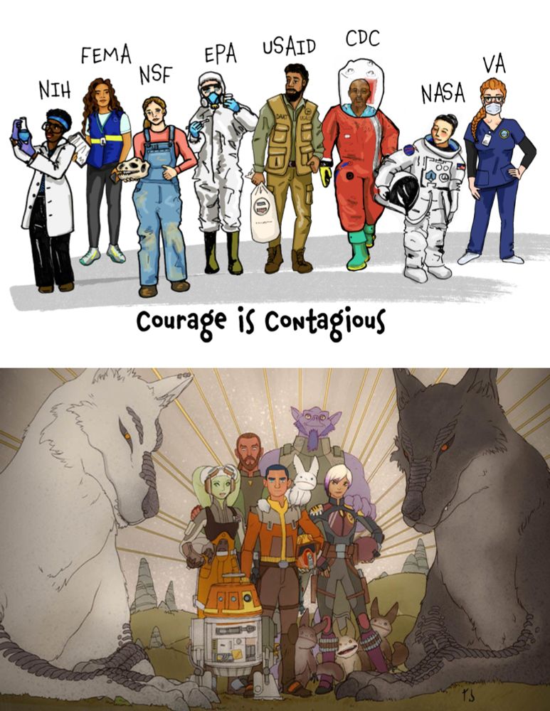 Civil servant members of the resistance along with the Star Wars Rebels Ghost crew