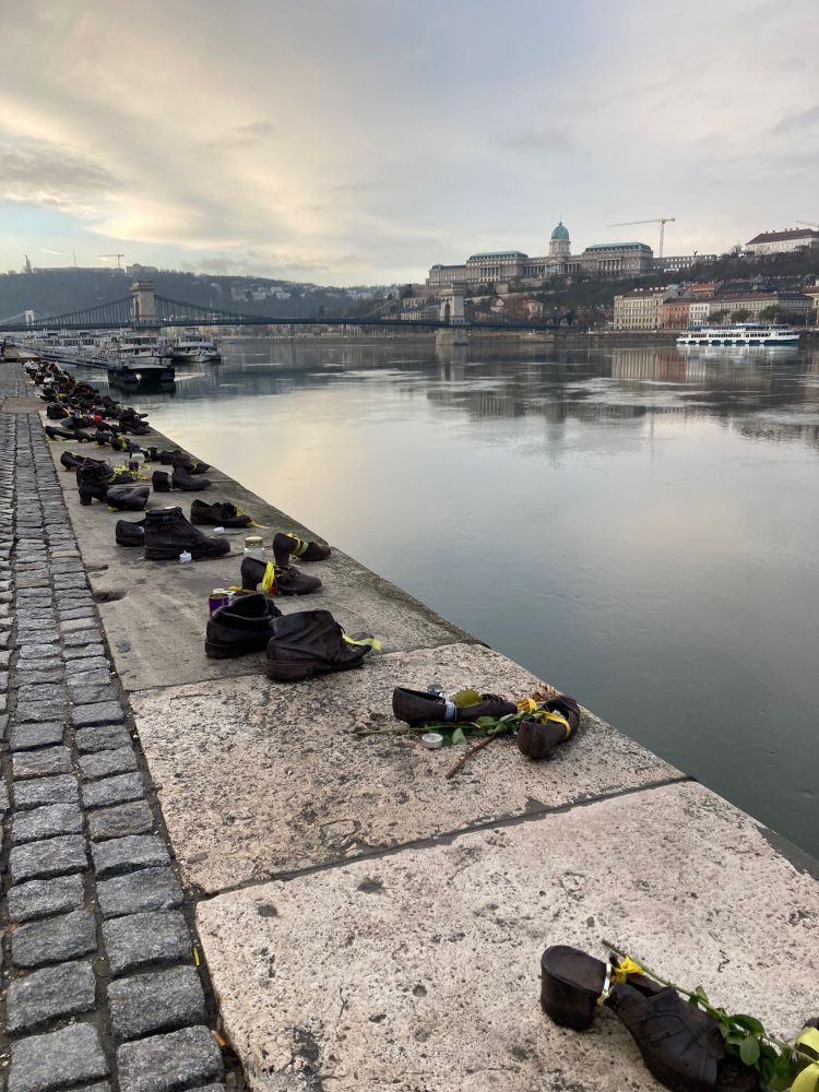 Bronze shoes along the Danube river as a monument to the Jewish victims of Hungarian fascists during the 2nd World War 