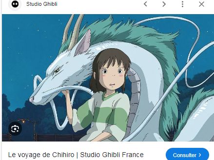 Haku en dragon et Chihiro dans 'le Voyage de Chihiro' film d'animation japonais écrit et réalisé par Hayao Miyazaki ; sorti en 2001 ; produit par le studio Ghibli ; musique composée par Joe Hisaishi.

Extrait de l'histoire : Haku est un jeune garçon mystérieux qui devient l'allié et l'ami de Chihiro. Il aidera la jeune fille dès le début et constituera pour elle un soutien moral sans faille tout au long de l'aventure. Il a le pouvoir de prendre la forme d'un dragon asiatique et est capable de voler dans cet état.