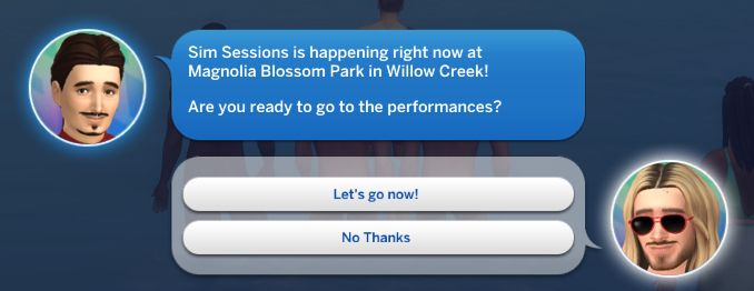 Pedro Pascal sim asking Kyle Kyleson (Growing Together Premade) to a sims sessions concert