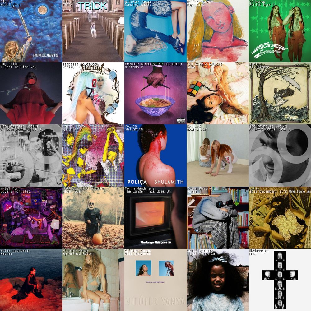 a 5 by 5 collage of album art