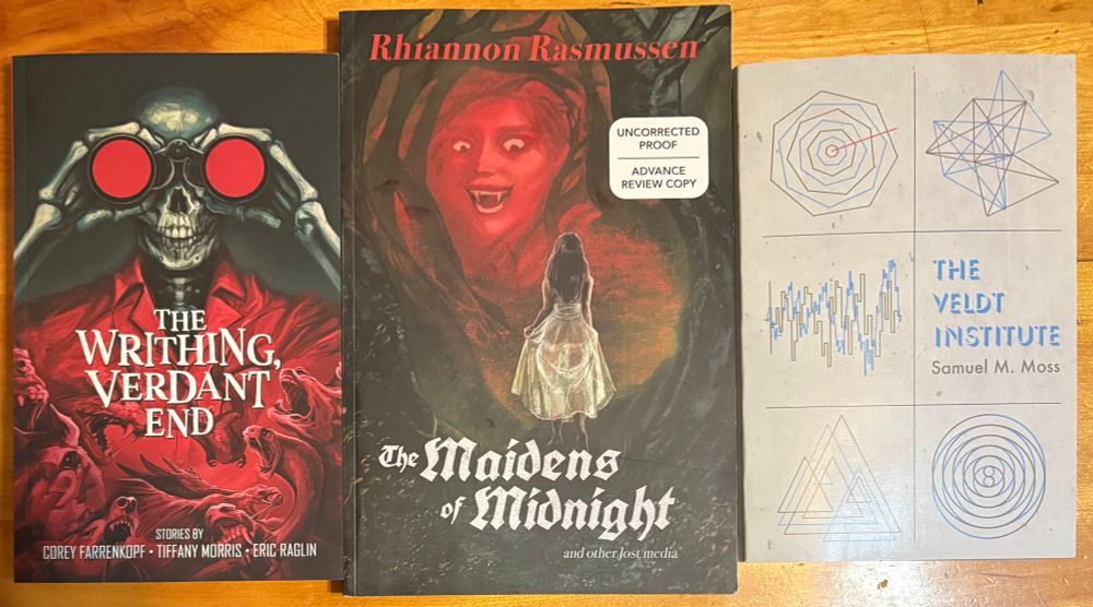 Three books:

The Writhing, Verdant End by Corey Farrenkopf, Tiffany Morris, and Eric Raglin 

The Maidens of Midnight by Rhiannon Rasmussen

The Veldt Institute by Samuel M. Moss