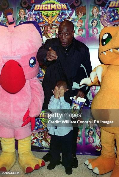 Former boxer Frank Bruno at the premiere for the kids film Digimon: The Movie, at Planet Hollywood, in London's West End. (Photo by William Conran - PA Images/PA Images via Getty Images)