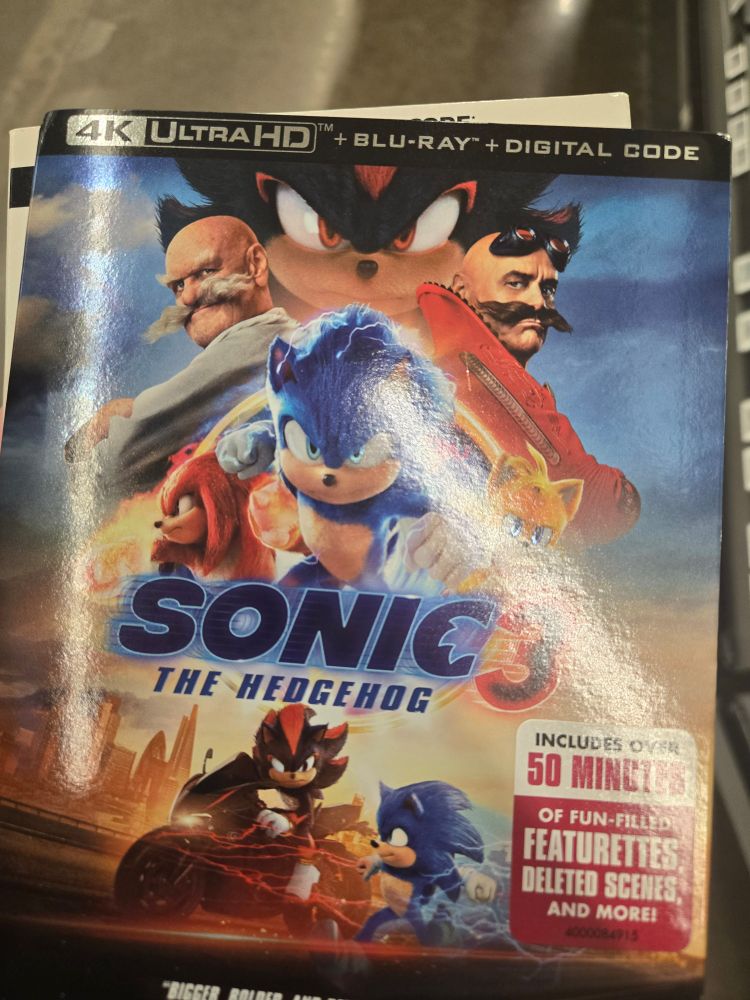 A DVD copy of the Sonic 3 movie