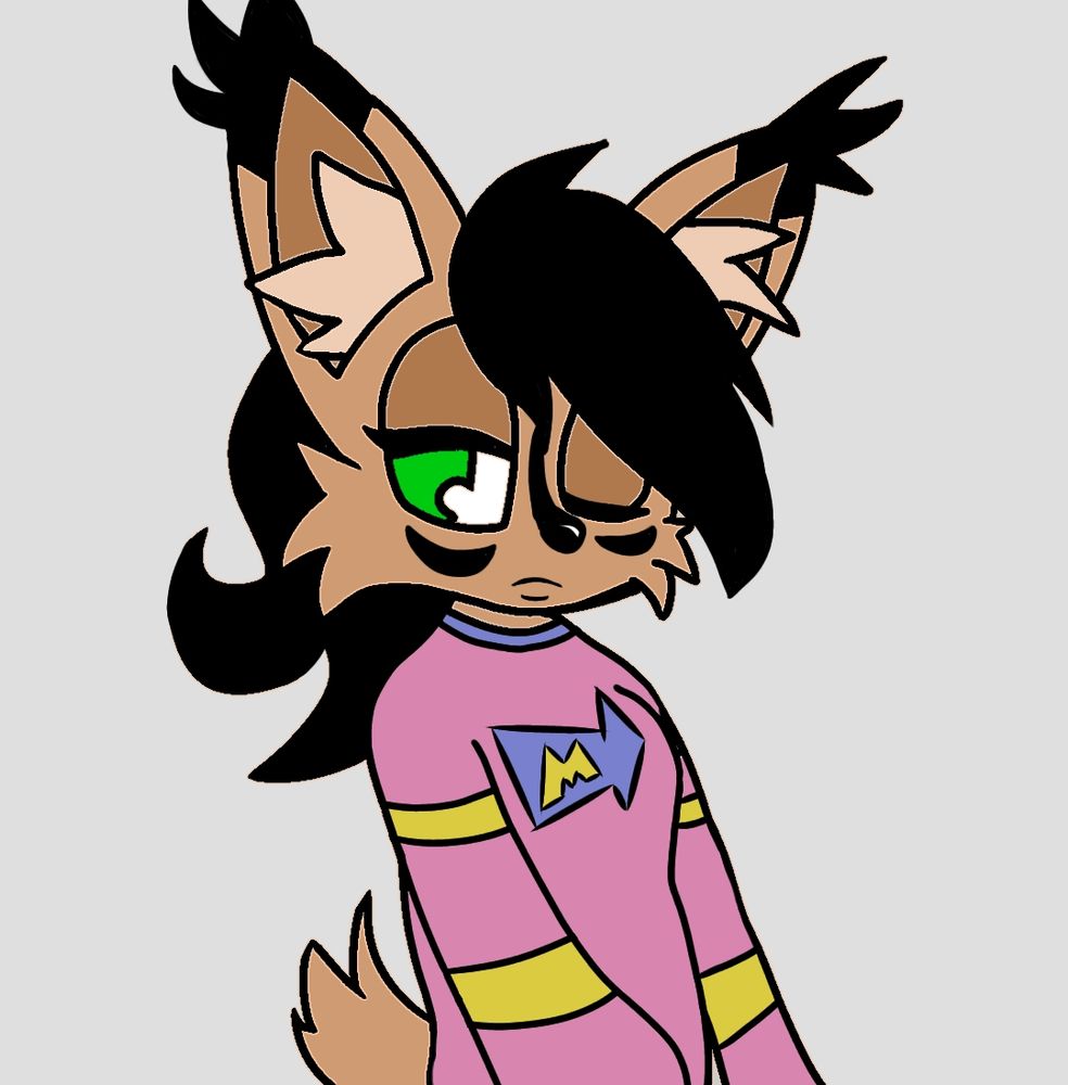 Nicole the Holo-Lynx from the Archie Sonic the Hedgehog comic book series. She is looking to the side with a drowsy expression while wearing Sonic the Hedgehog's sweater from the Sonic the Hedgehog OVA.