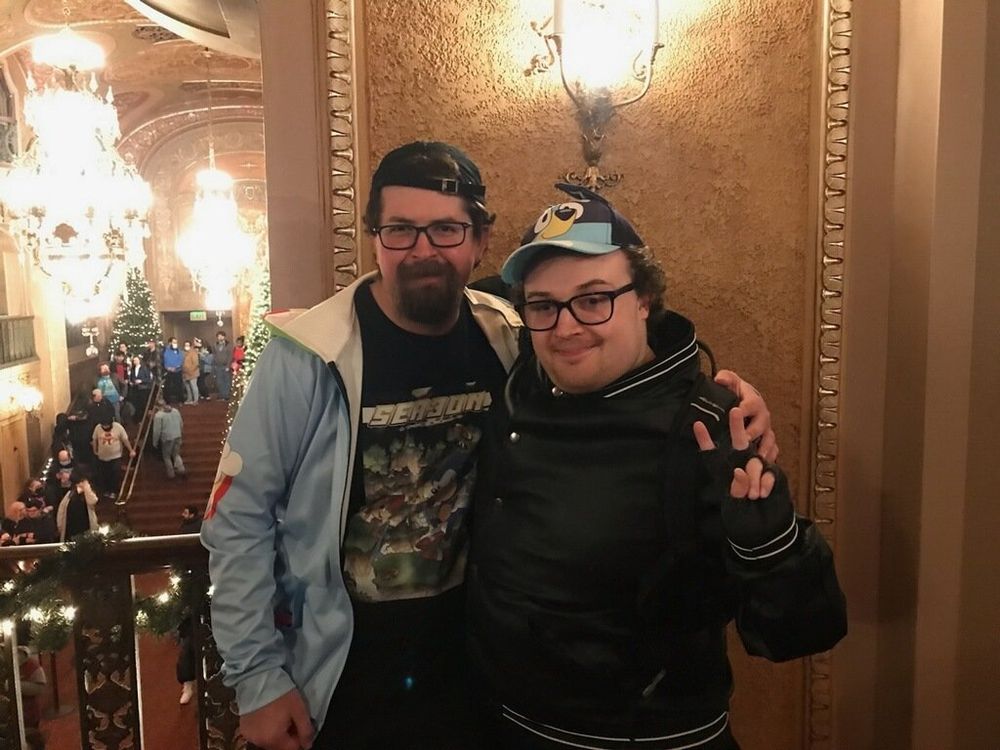 Myself (left) and my friend (right) pose for a picture 