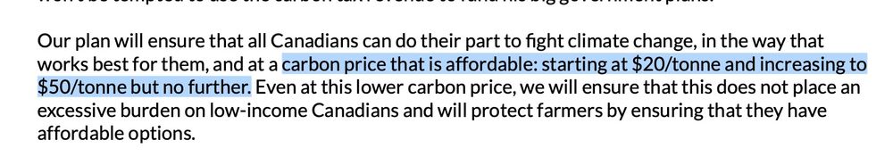 CPC policy document describing increasing carbon tax to $50/tonne