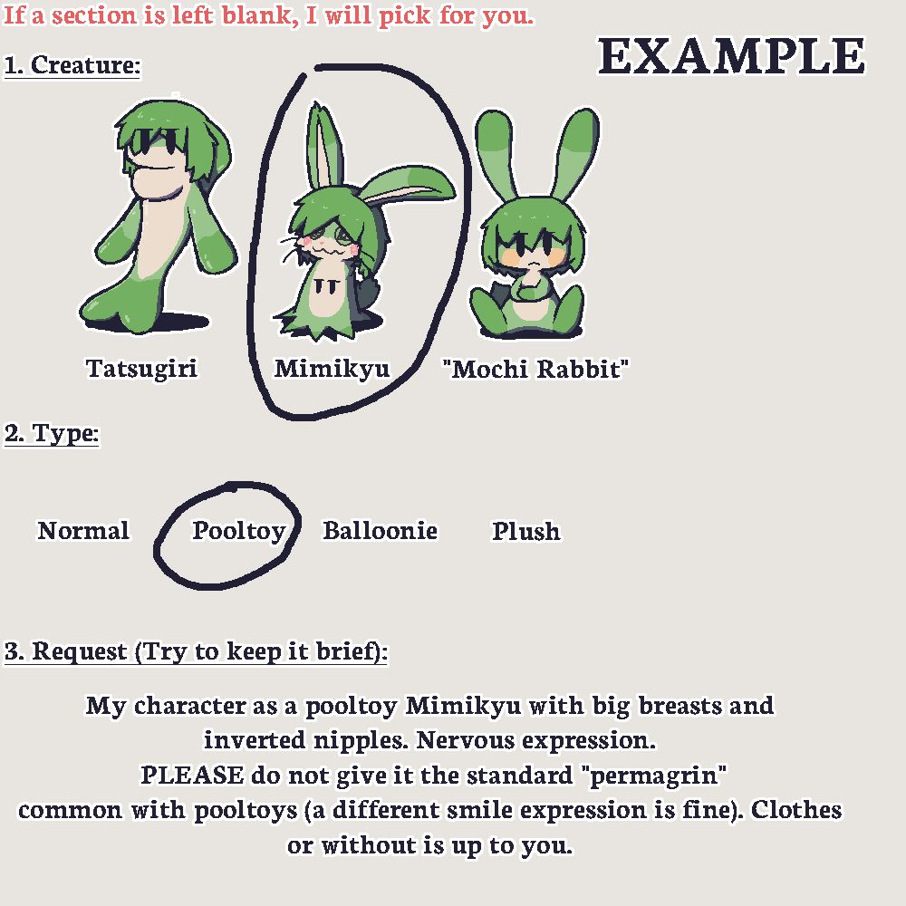 An example form that has been filled out.