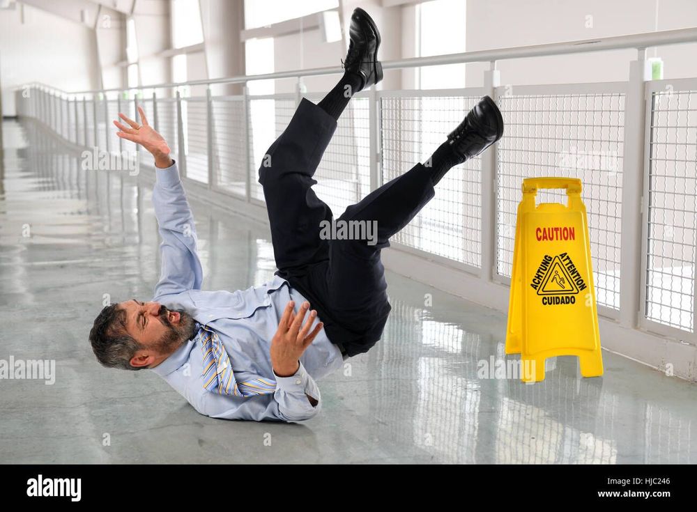 Deputy VC slipping on a wet floor