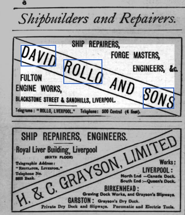 Adverts for ship repair firms 1910