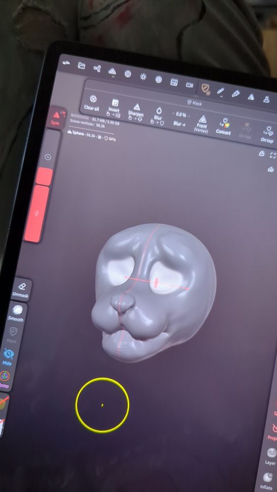 Sad eye affect cat head base. Not hollowed out. No ears for visualization 