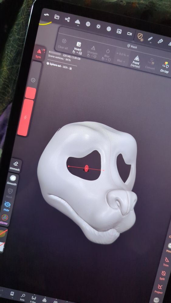Sad dog base without ears and hollowed out