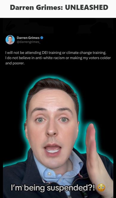 "I'm being suspended?" Darren Grimes asks, or claims, in a video on his site
