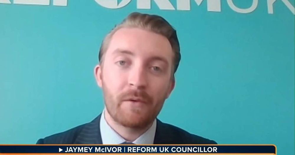 Cllr Jaymey McIvor on TalkTV (bearded white dude with slicked back hair in a suit)
