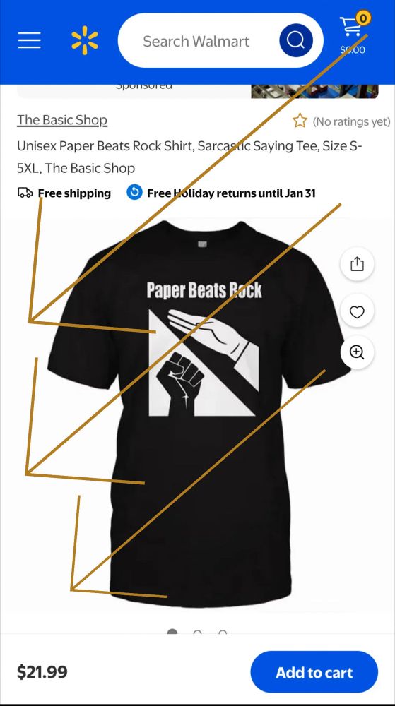A neo-Nazi shirt that says paper beats rock with a Sigg Hile over the black raised fist. 