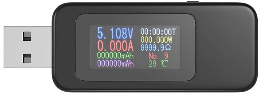Un ampèremètre permettant de mesurer la consommation d'un périphérique USB.