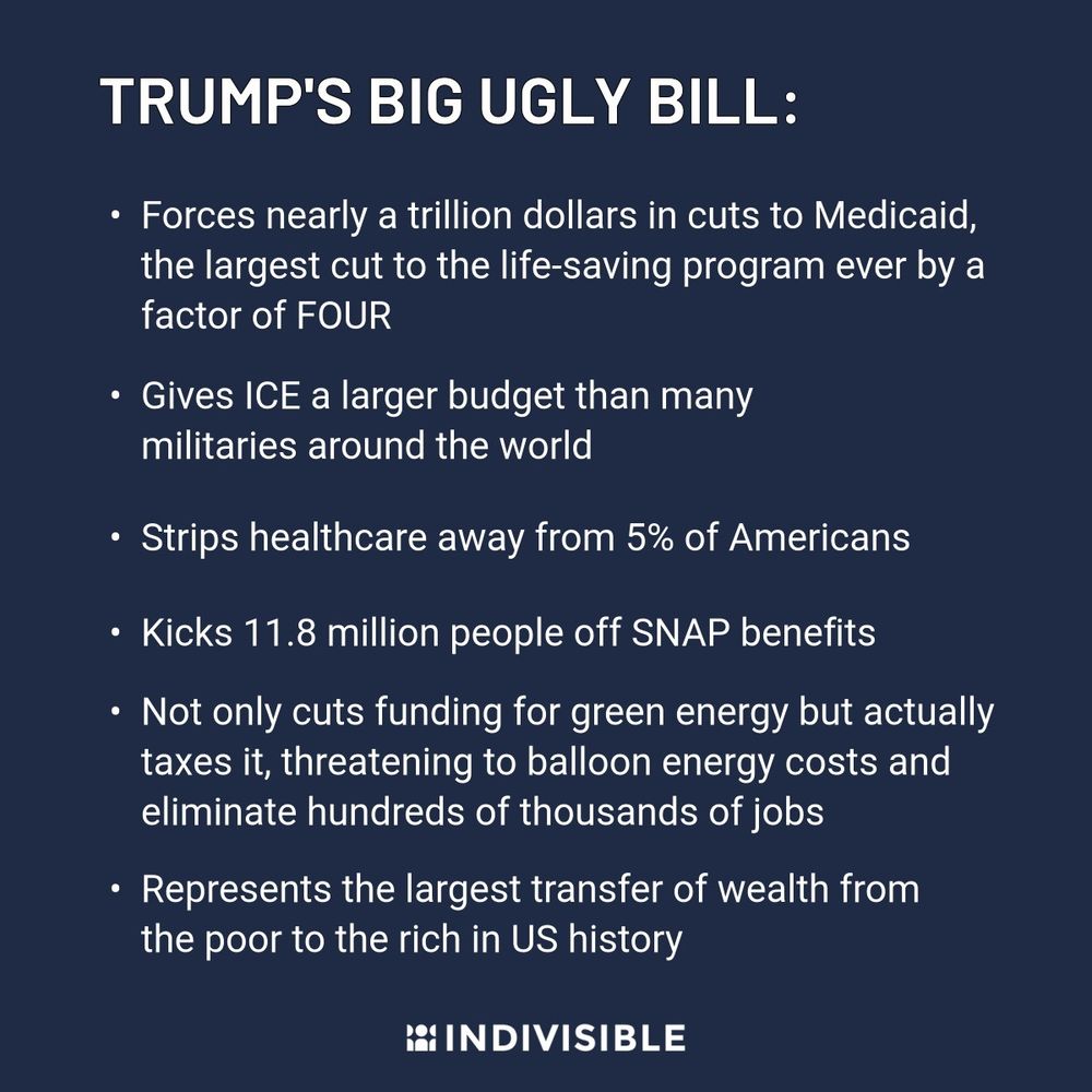 Provisions of trump's big ugly bill from Indivisible