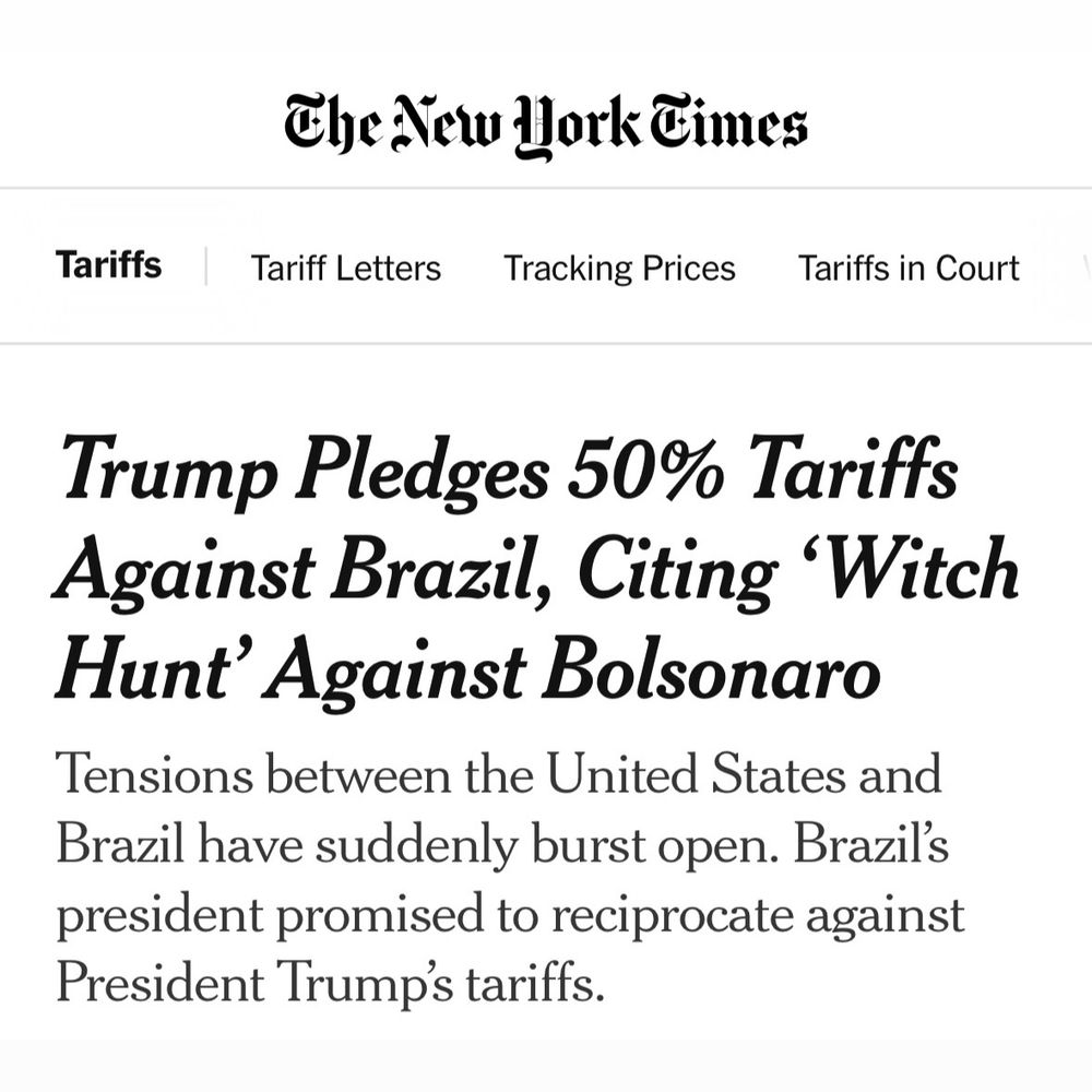 NYT: Trump pledges 50% tariffs against Brazil, citing “witch hunt” against Bolsonaro