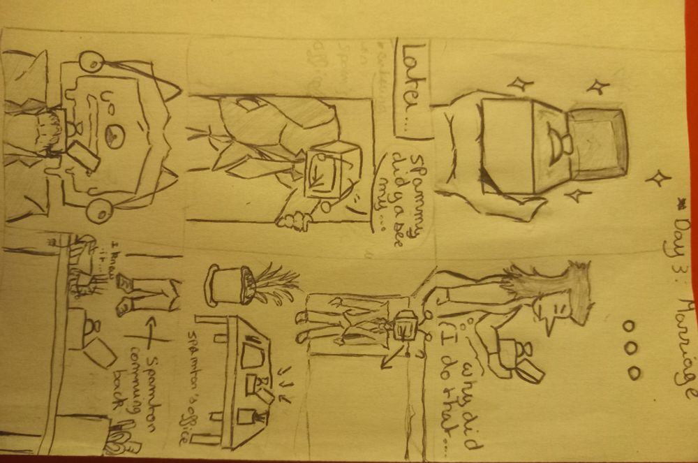 -2
Spamton : Why did I do that...

-3
LATER
Tenna : Spammy, did you see my... 

-4
*spamton's office*

-6
Tenna : I knew it... 
*spamton coming back* 