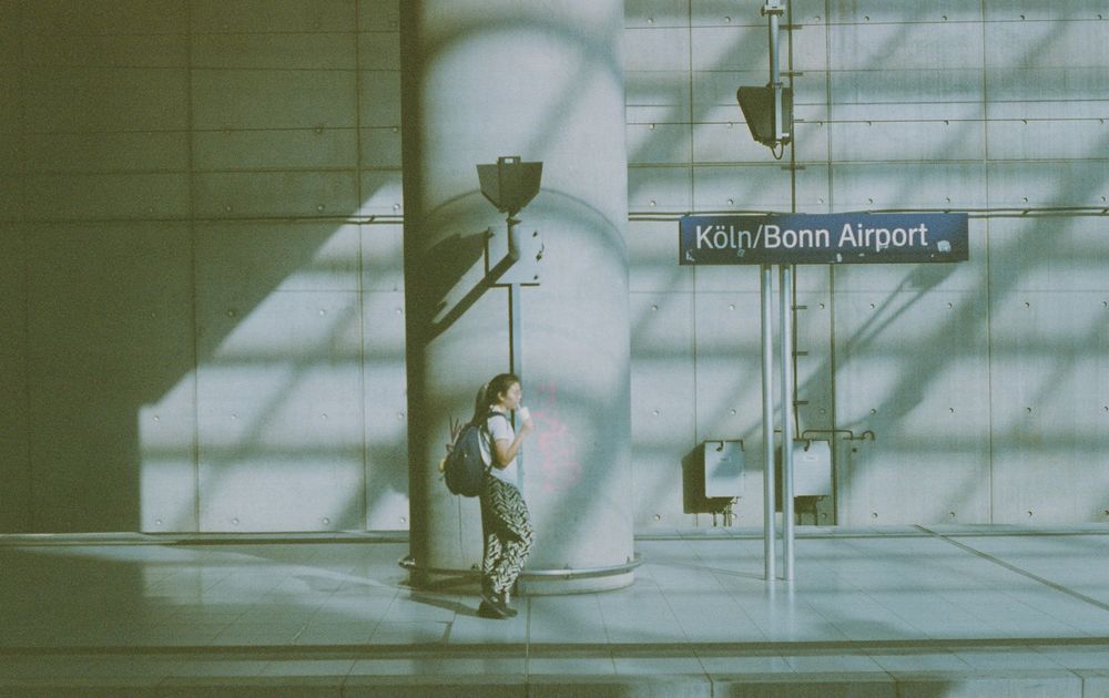 a scan of a film photo of Cologne airport 