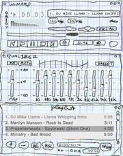 Desktop mp3 player skinned to look like it was hand drawn on paper